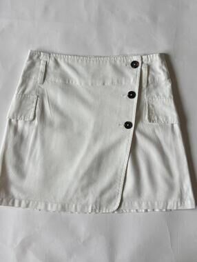 A LOVES A WHITE LINEN COTTON WRAP MINI SKIRT SIZE 2